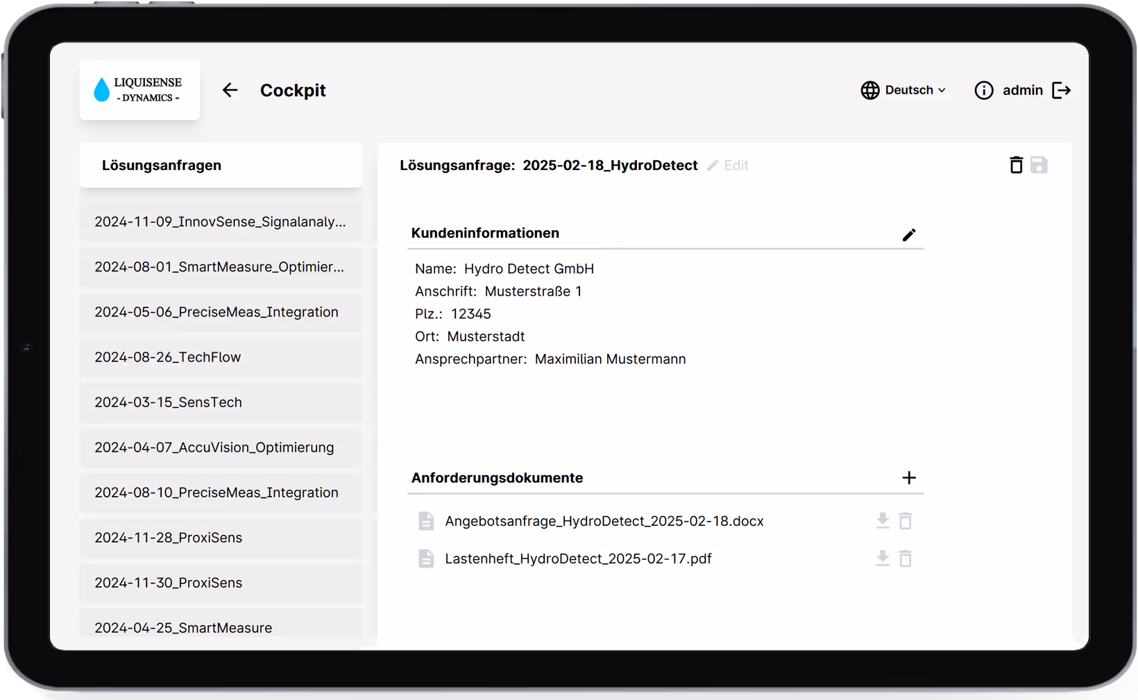 Requirement Analyser. Auf der linken Seite befindet sich der KI-Chat und die Filteroptionen mit Begründung, welche durch den Chat automatisch gewählt werden und auf der rechten Seite befinden sich die daraufhin ausgewählten Produkte.