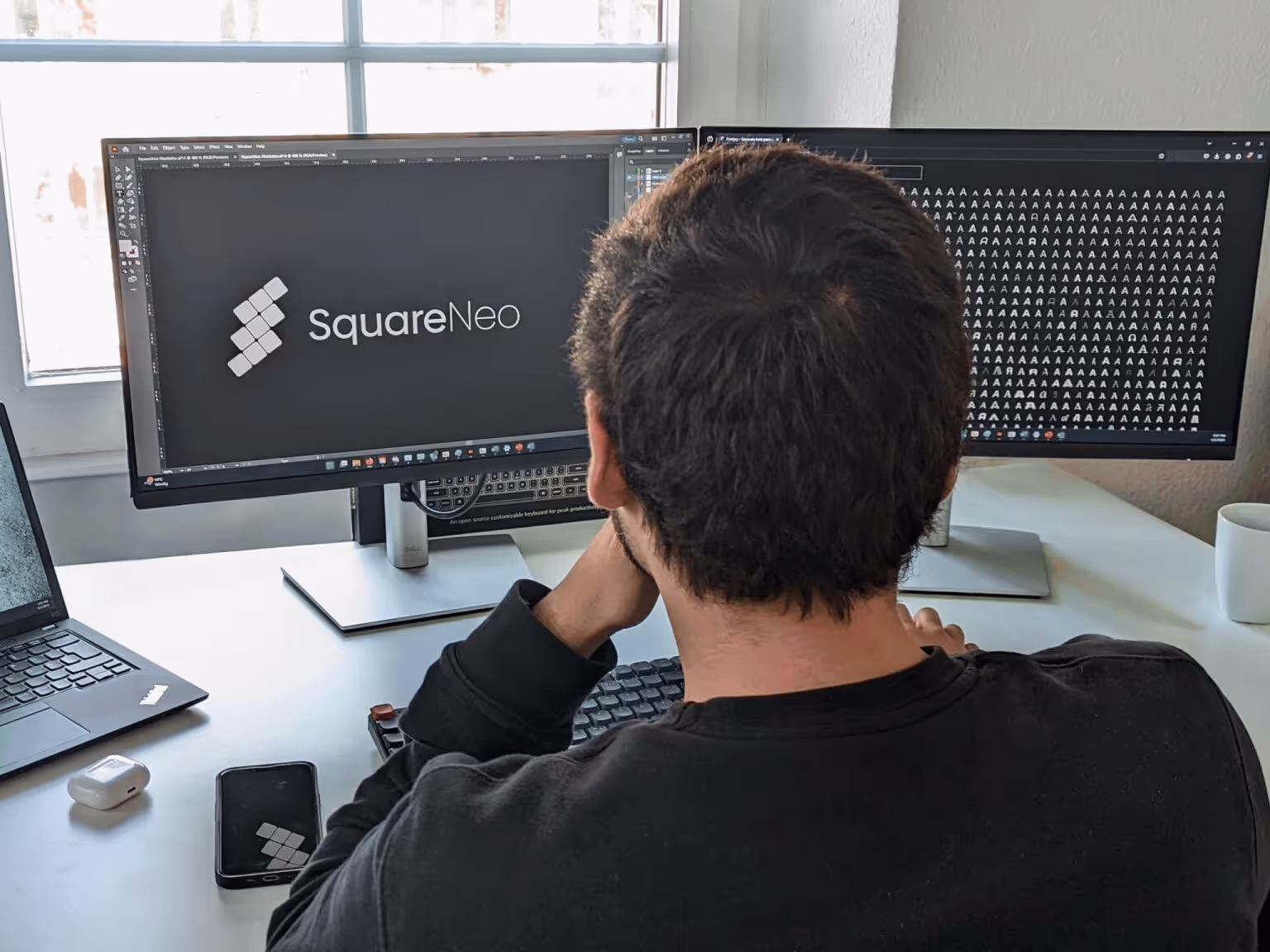 Einer der ersten Mitarbeiter beim arbeiten.